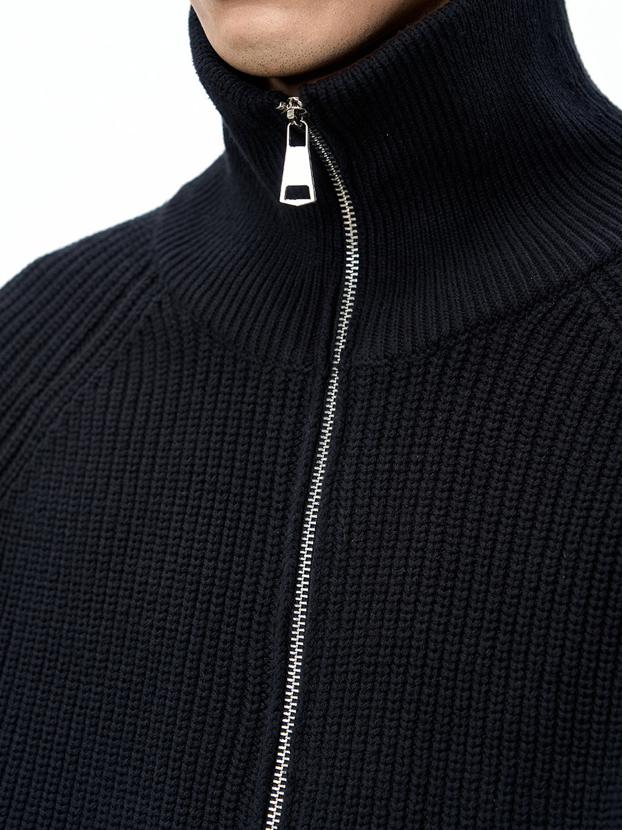 Rough Knit Zip-up Sweater