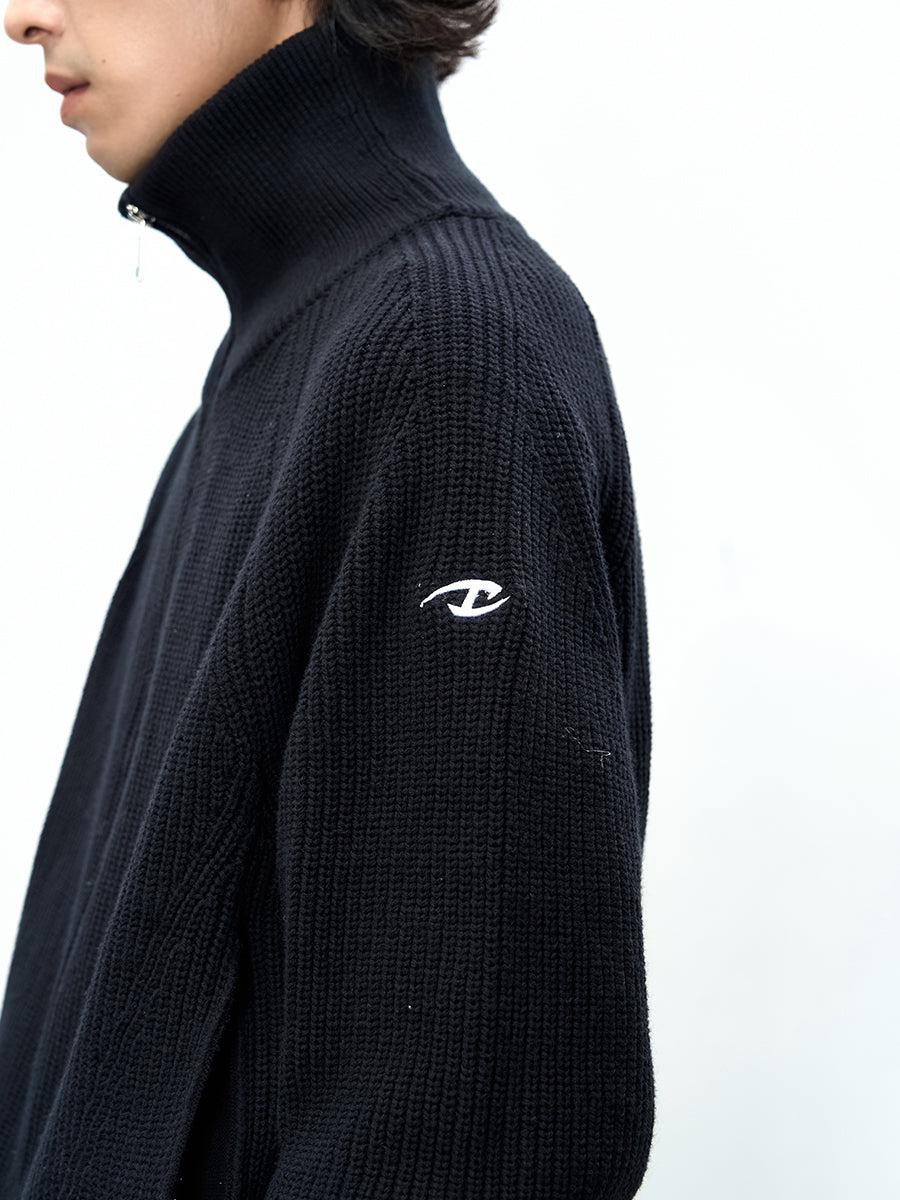 Rough Knit Zip-up Sweater