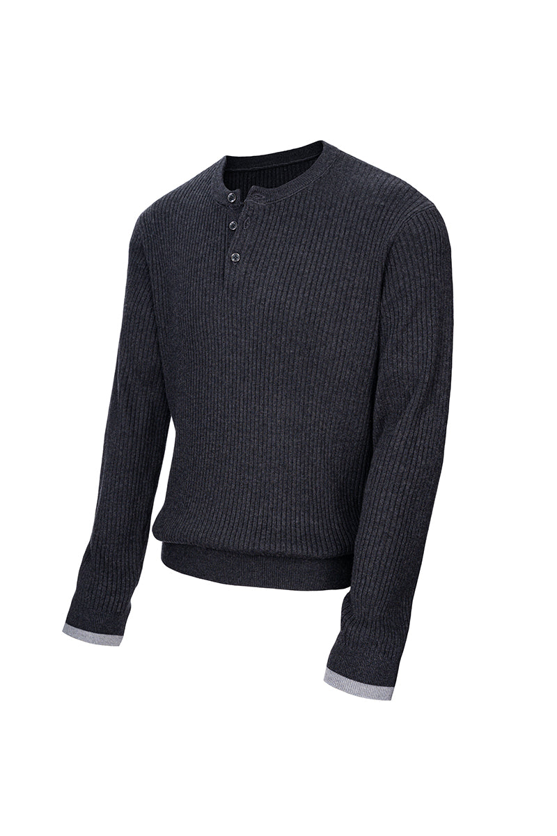 CATSSTAC Henley Ribbed Silk-Wool Blend Sweater