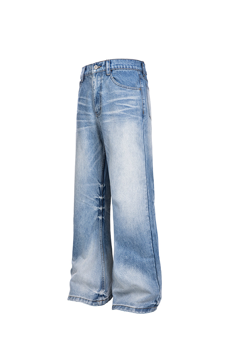 Frost Blue Relaxed Flared Stone Wash Jeans