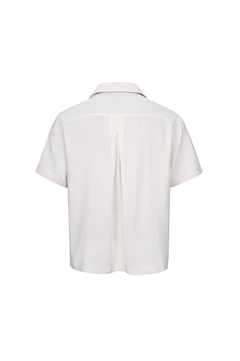 CATSSTAC Embroidered Pleated Short-Sleeve Shirt