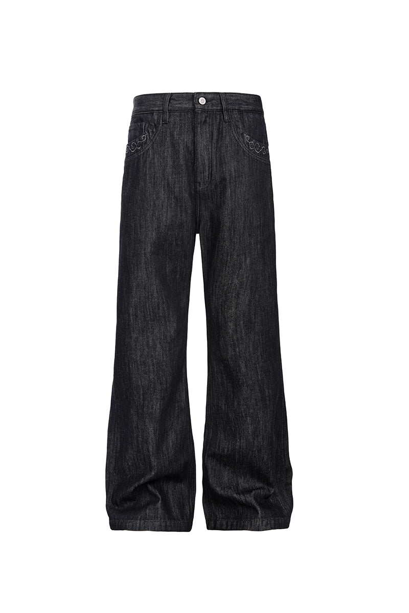 CATSSTAC Preserved Flower Embroidered Vintage Jeans