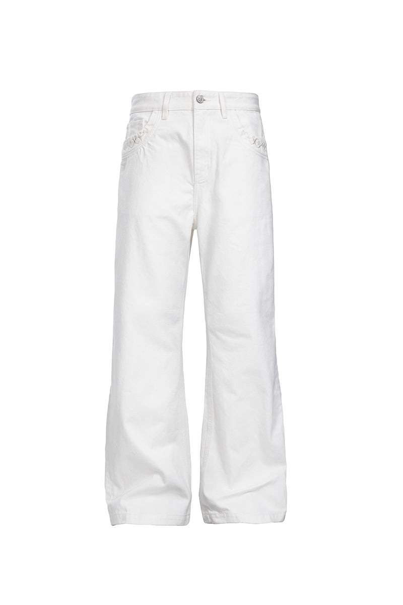 CATSSTAC Preserved Flower Embroidered Vintage Jeans