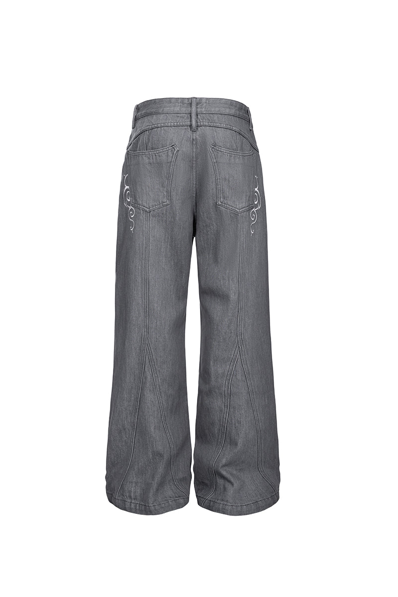 CATSSTAC Preserved Flower Embroidered Vintage Jeans