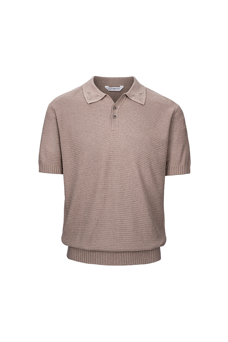 CATSSTAC Short-Sleeve Linen-Lysel Knit Top