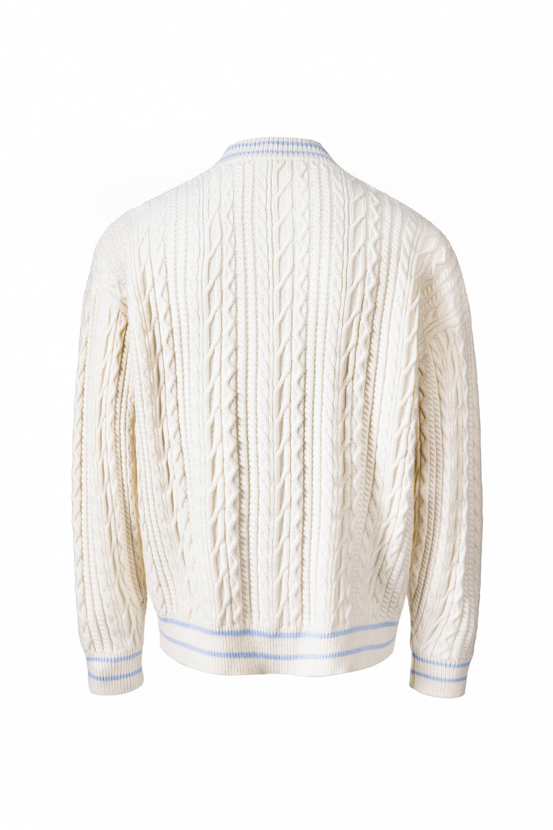 CATSSTAC Heavyweight color-block jacquard V-neck sweater