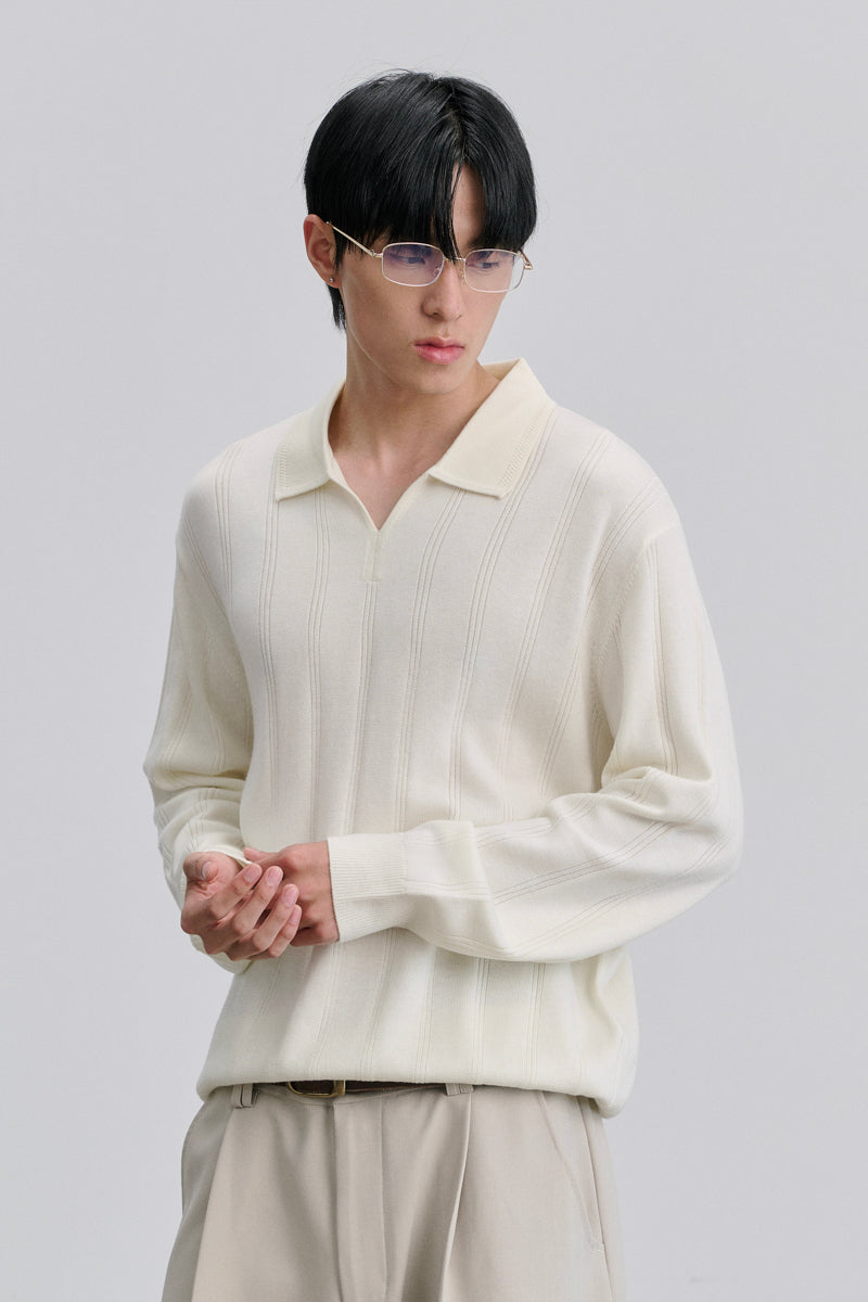 CATSSTAC Seagull-collar long-sleeve top in a silk-wool blend