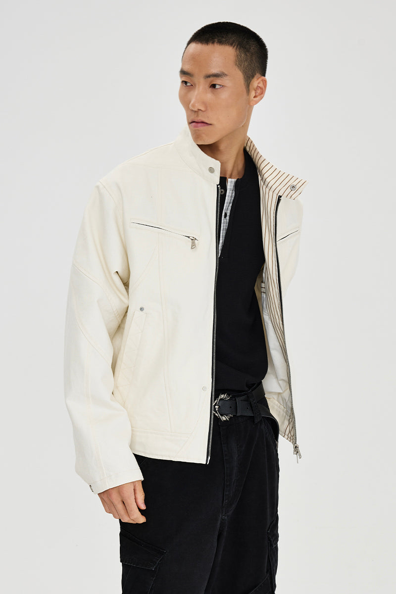 CATSSTAC Raw denim Harrington jacket