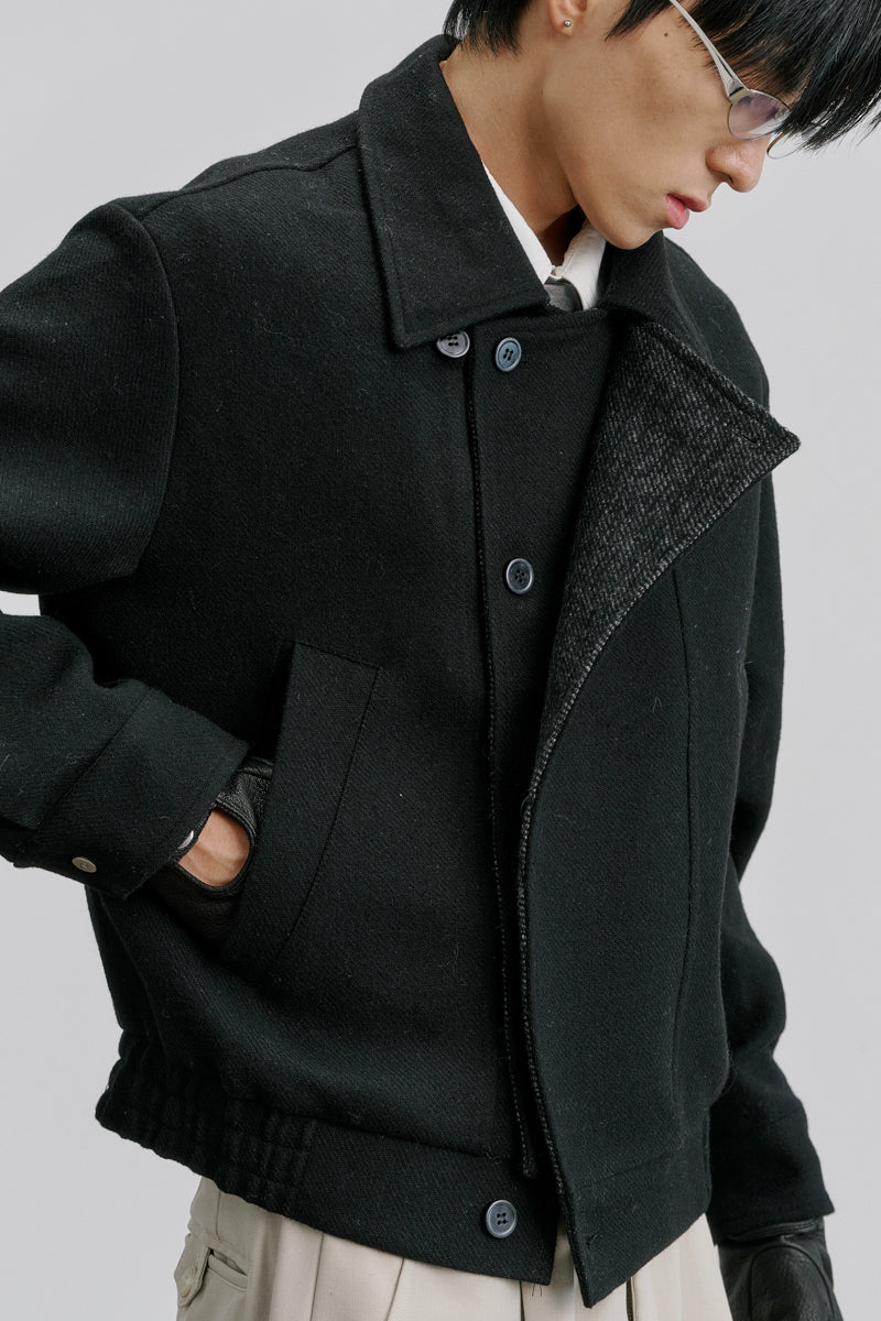 CATSSTAC Inkfold Double-Placket 40% Wool-Blend Cropped Jacket