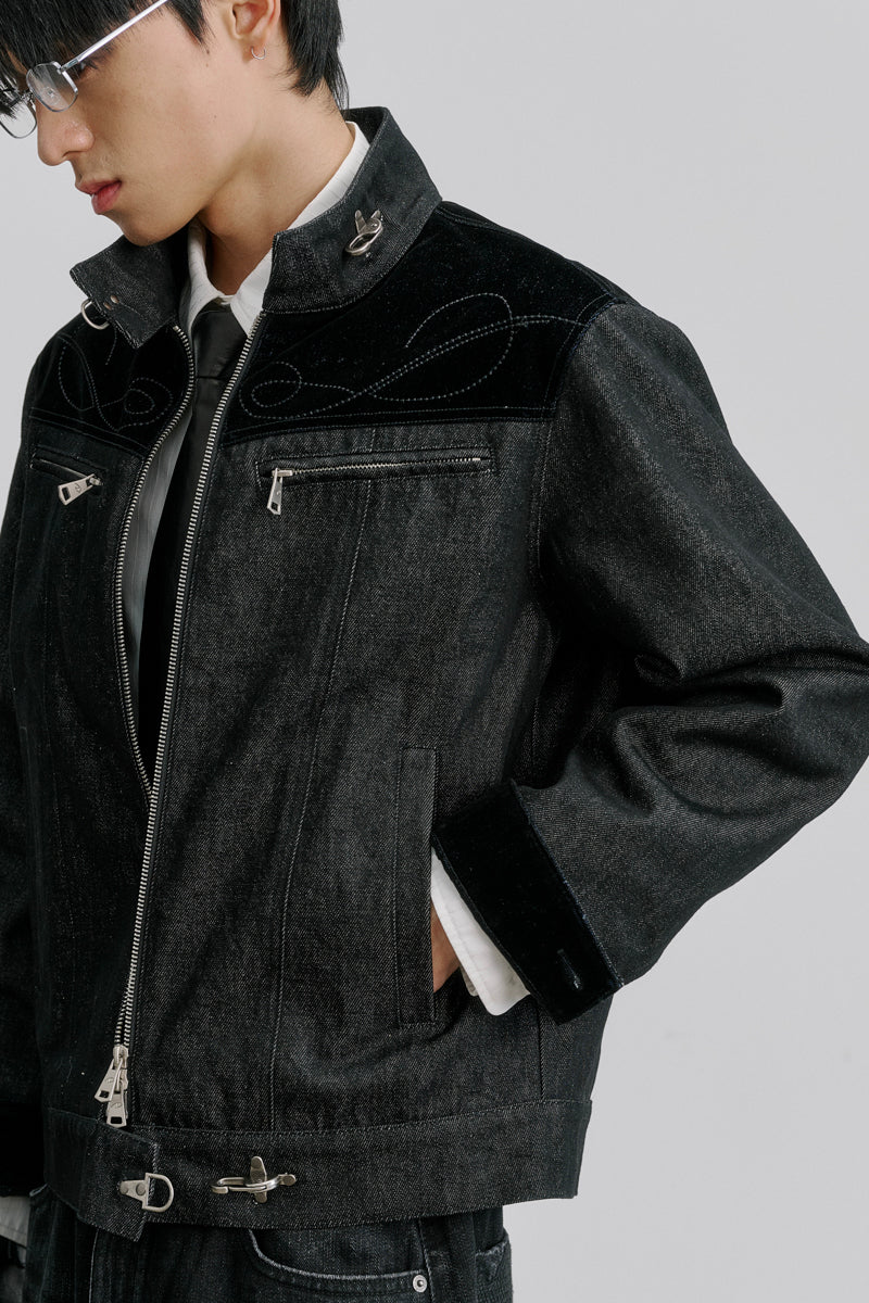 CATSSTAC Specter Raw Denim Aviator-Buckle Harrington