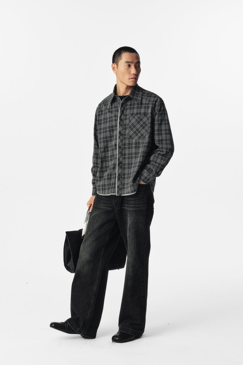 CATSSTAC Gray Vacation Plaid Shirt