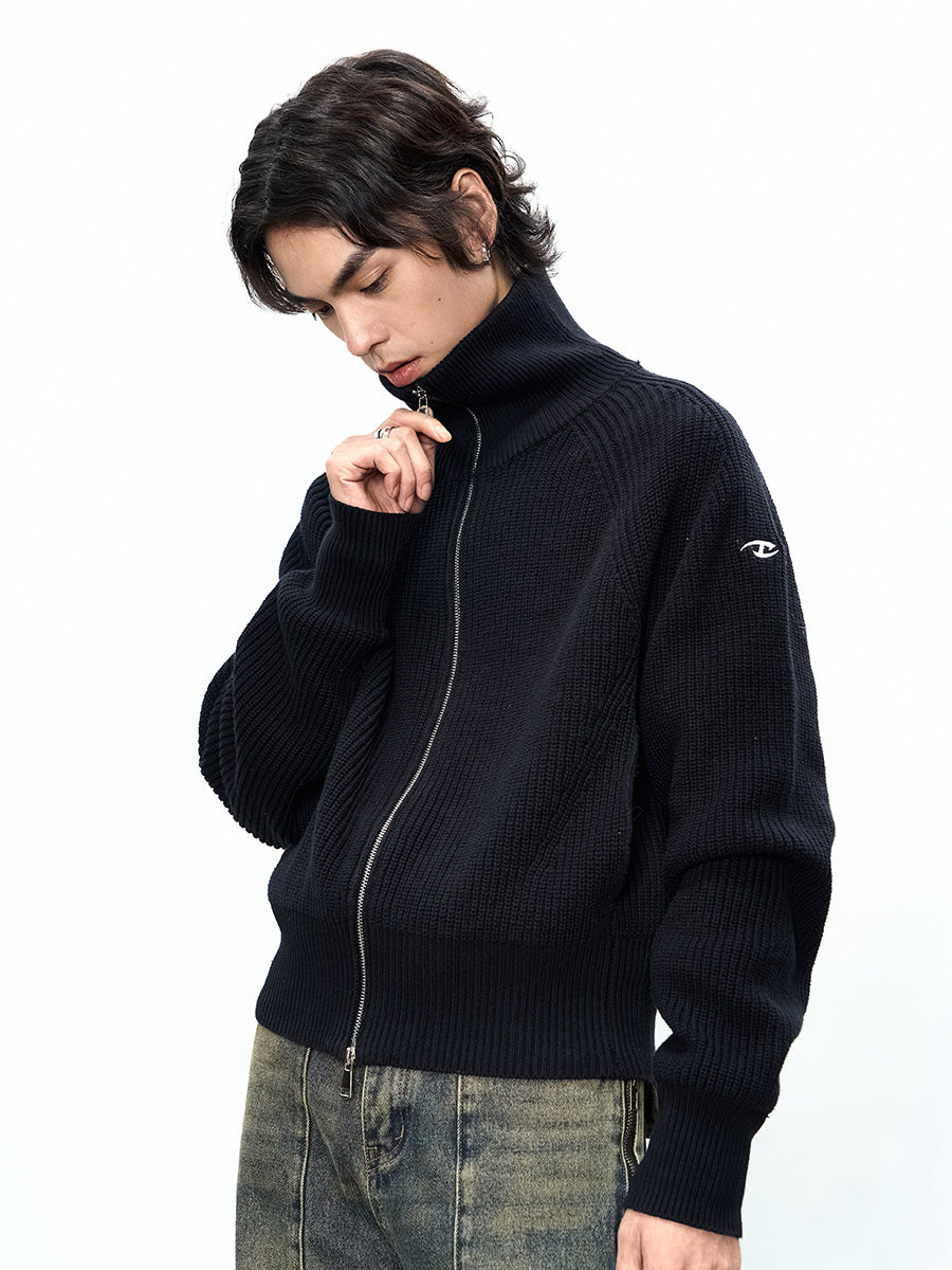 Rough Knit Zip-up Sweater