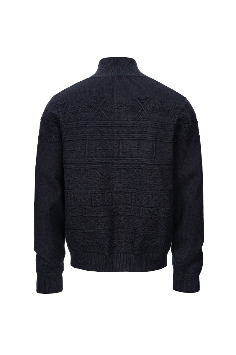 CATSSTAC Greenland Totem Lyocell Wool Stand-Collar Cardigan