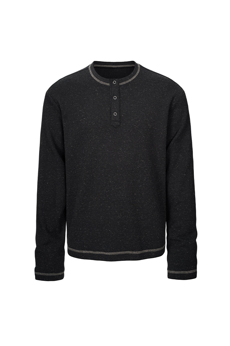 CATSSTAC Dusk Linen Fleece Striped Henley