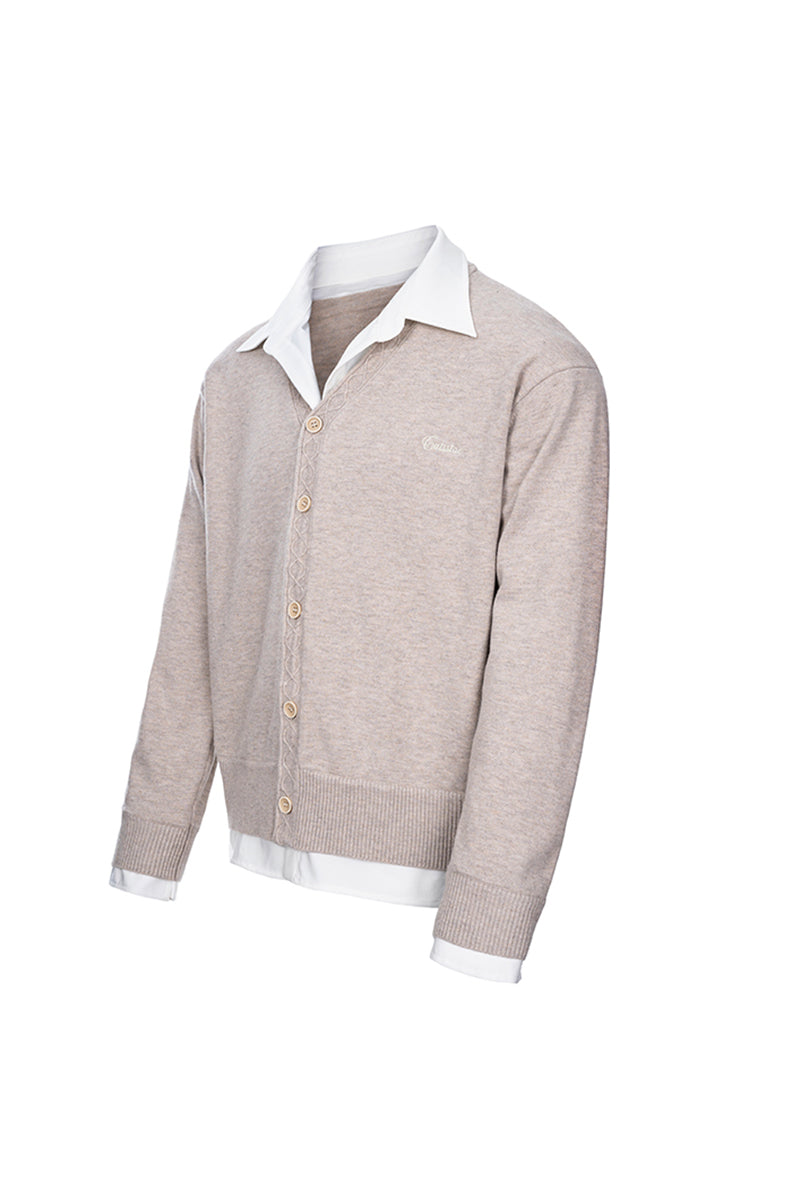 CATSSTAC Mock-layered cardigan sweater