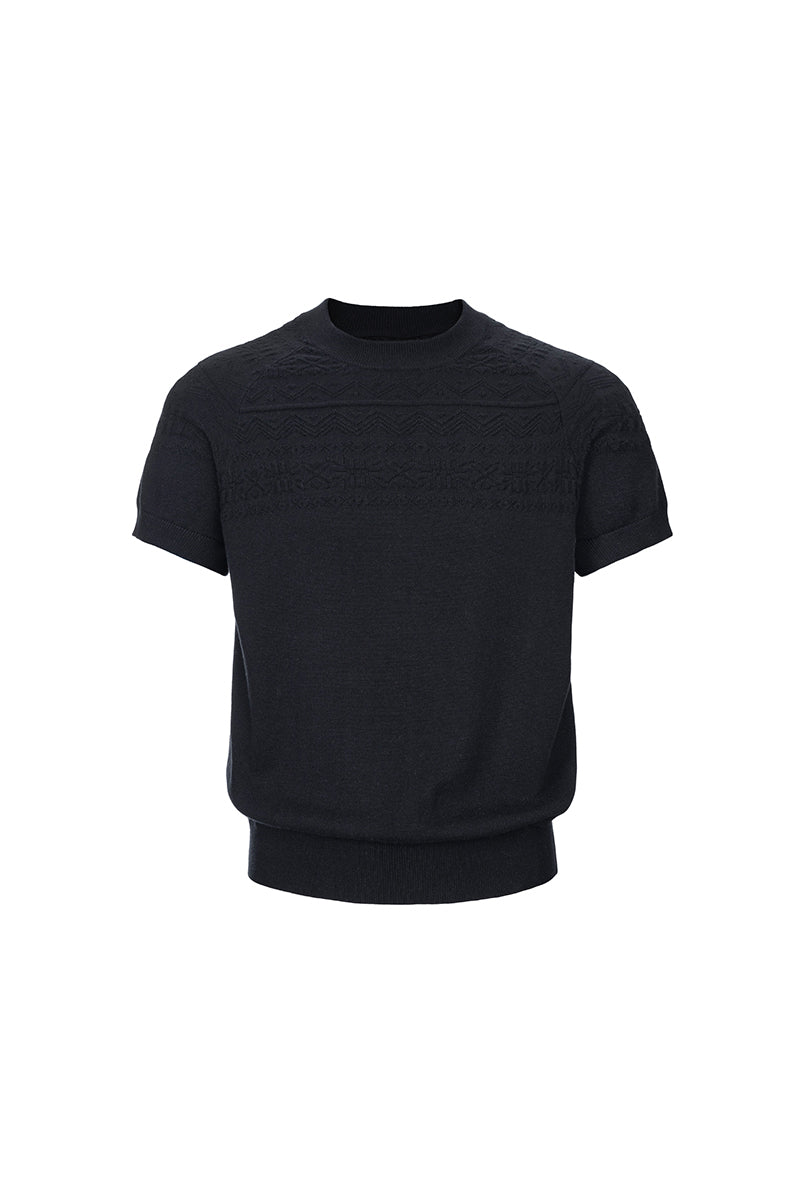 CATSSTAC Cashmere Fair Isle Short-Sleeve Top