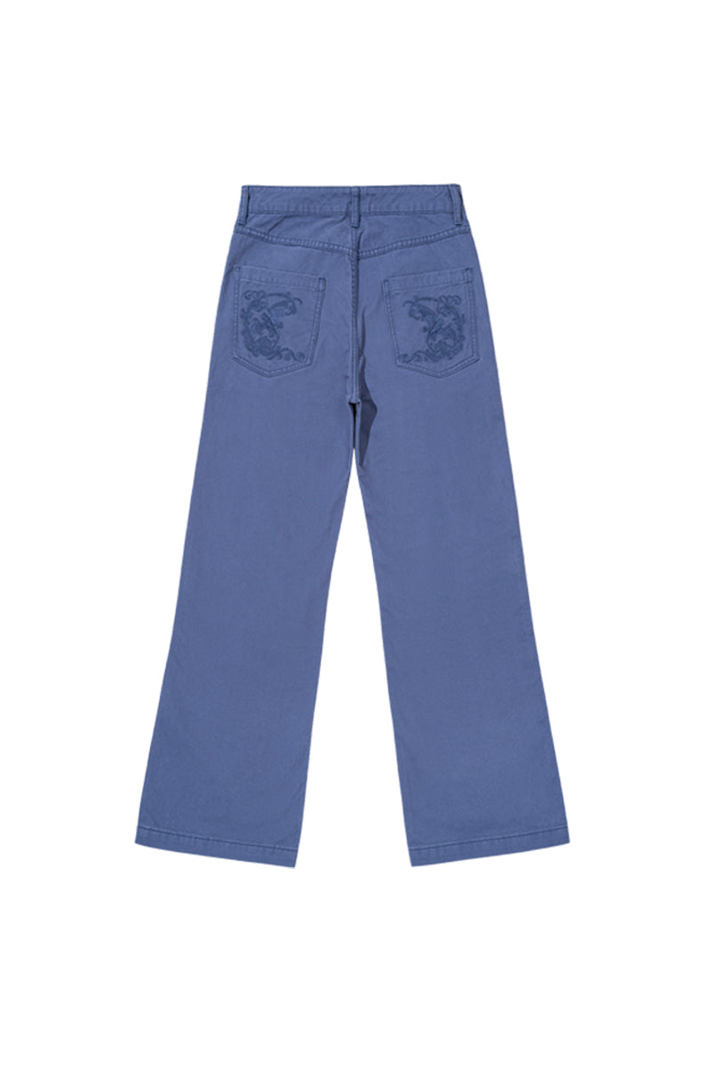 CATSSTAC Embroidered Straight-Leg Washed Work Pants