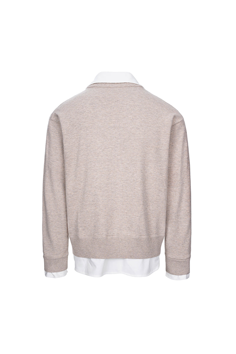 CATSSTAC Mock-layered cardigan sweater