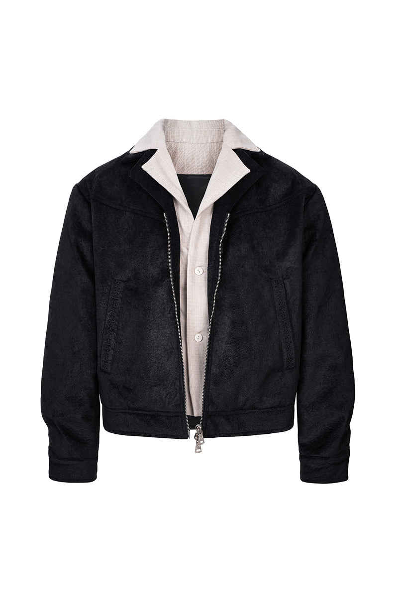 CATSSTAC Faux-layered patterned suede jacket