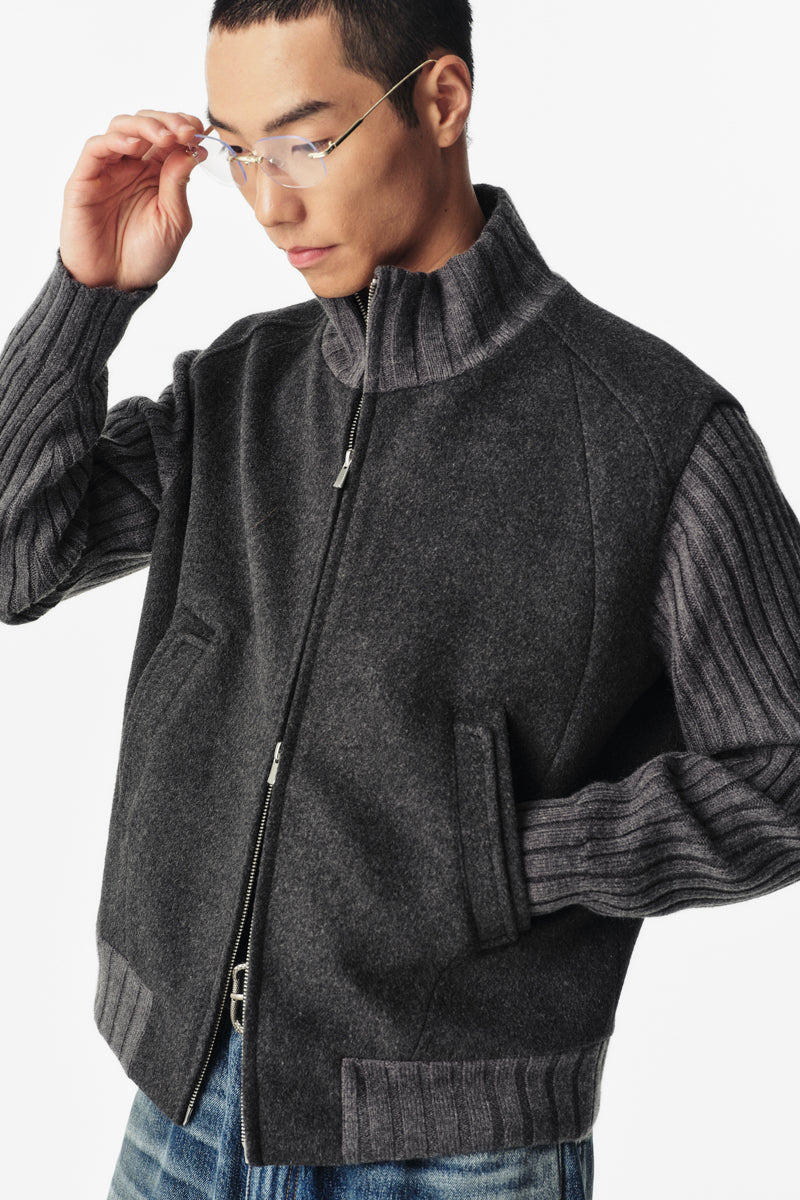 CATSSTAC Twilight Cloud 50% Wool-Blend Knit-Sleeve Jacket