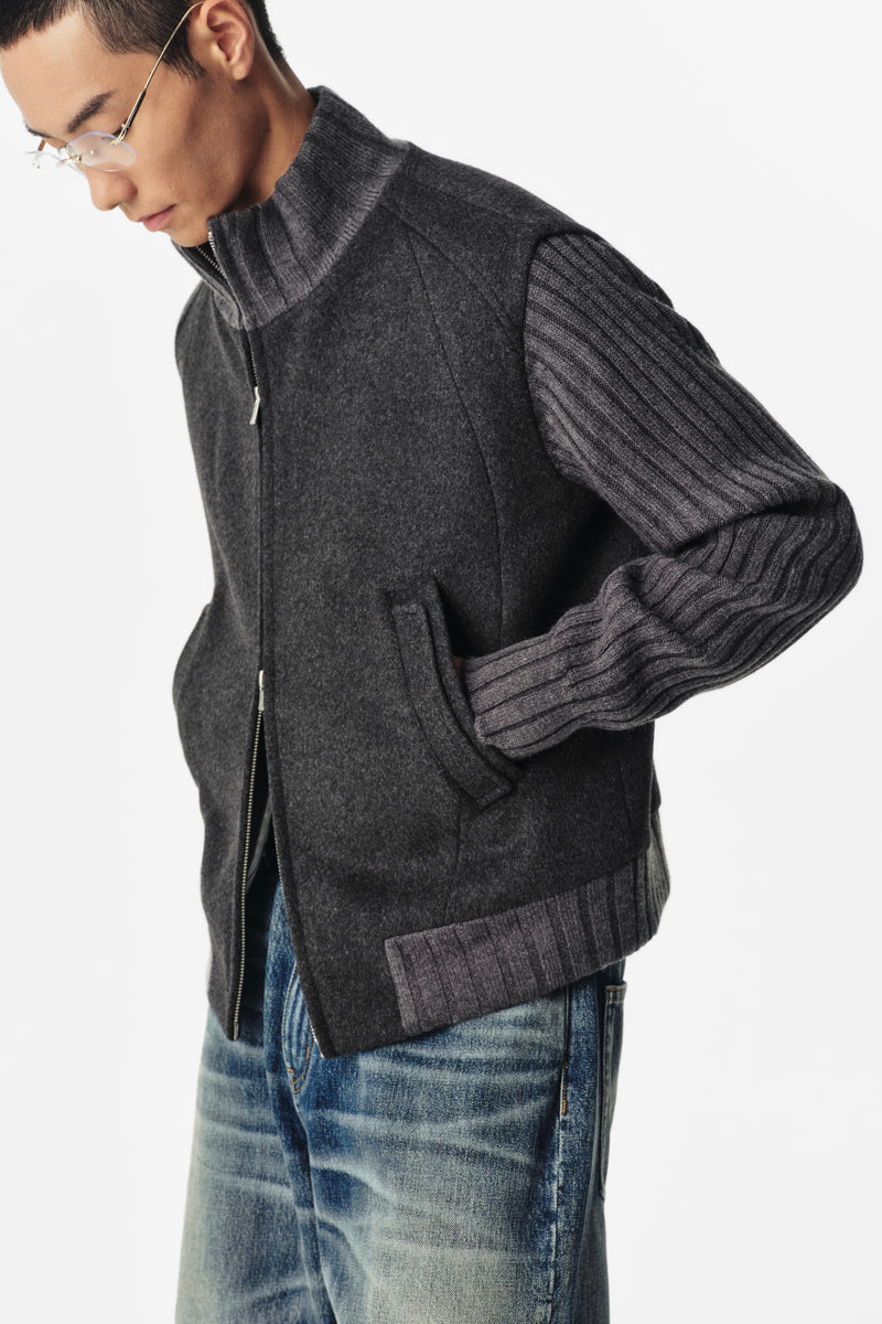 CATSSTAC Twilight Cloud 50% Wool-Blend Knit-Sleeve Jacket