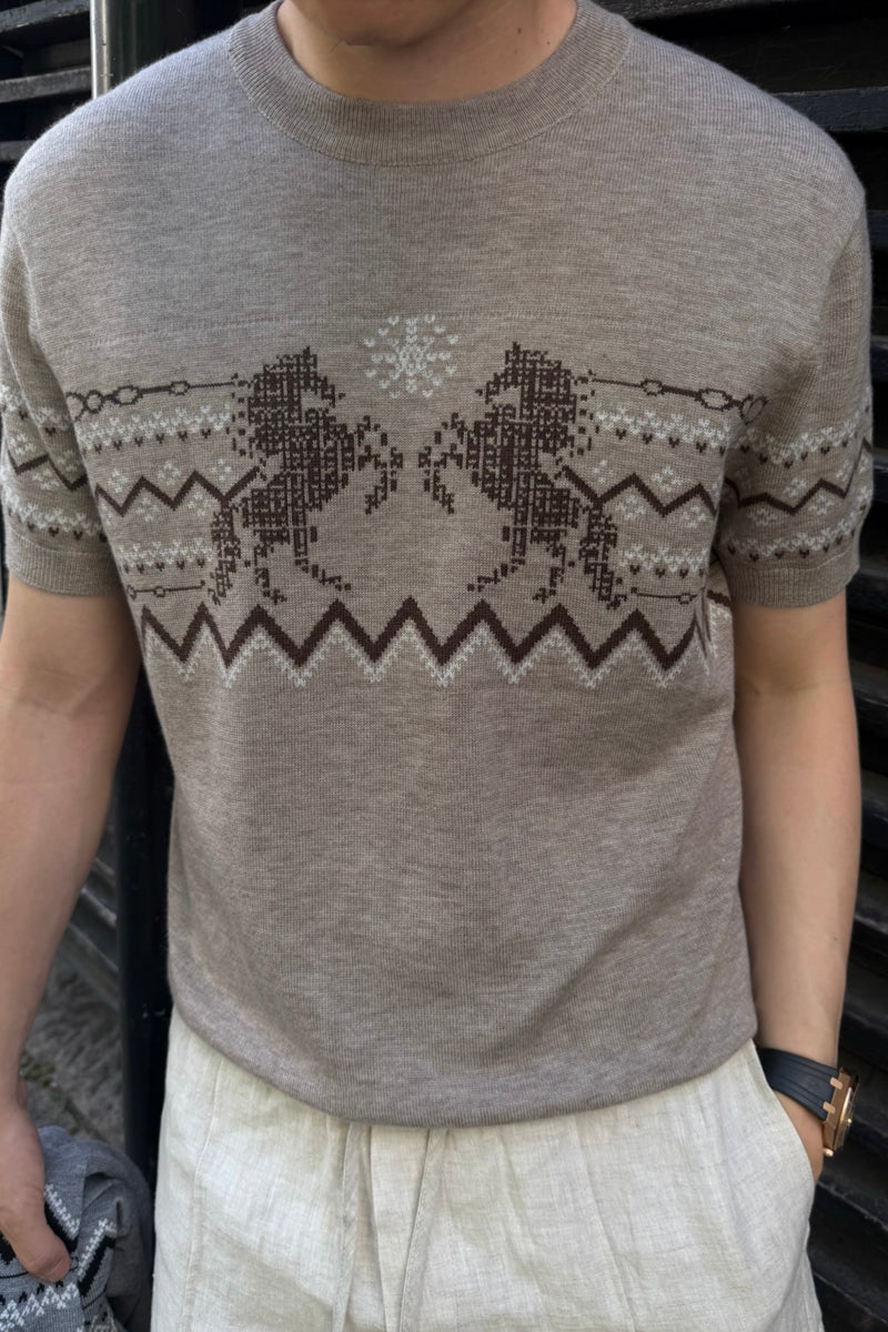 CATSSTAC Short-sleeve shirt with straight shoulders in a wool blend