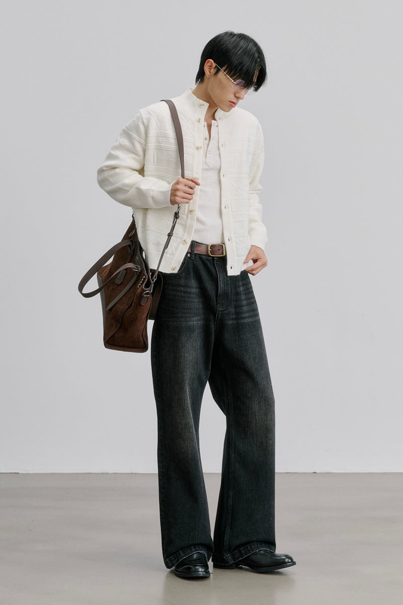 CATSSTAC Greenland Totem Lyocell Wool Stand-Collar Cardigan