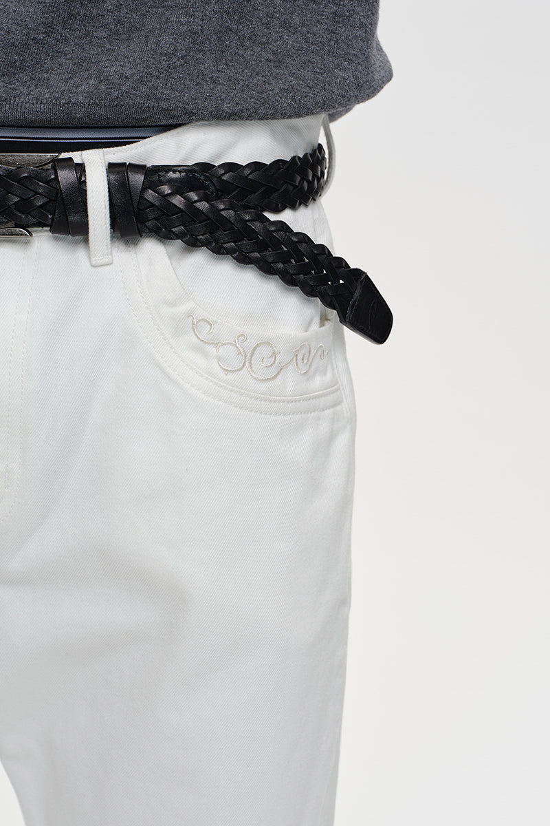 CATSSTAC Preserved Flower Embroidered Vintage Jeans