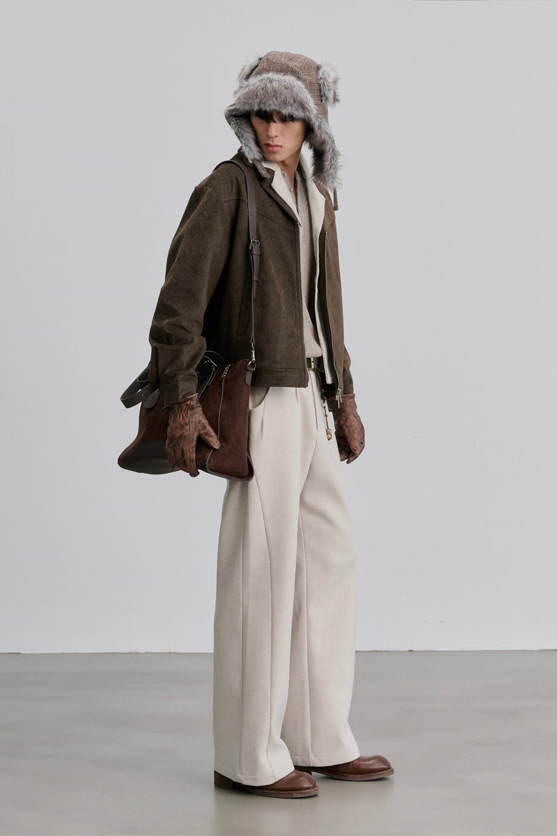 CATSSTAC Faux-layered patterned suede jacket