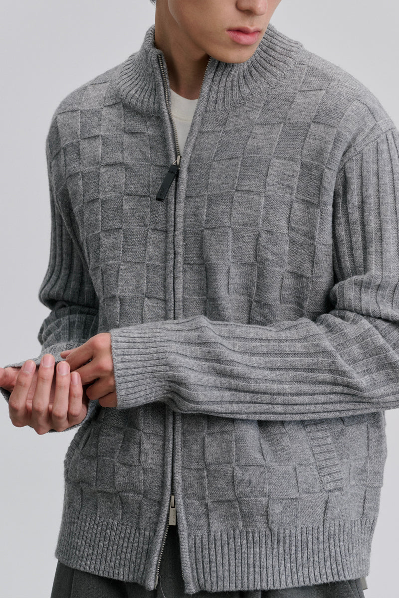 CATSSTAC Checkered wool-blend cardigan