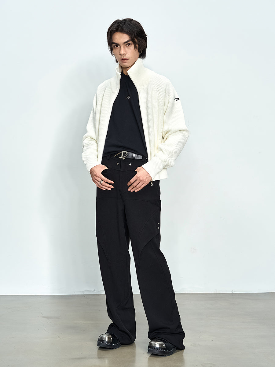 Rough Knit Zip-up Sweater