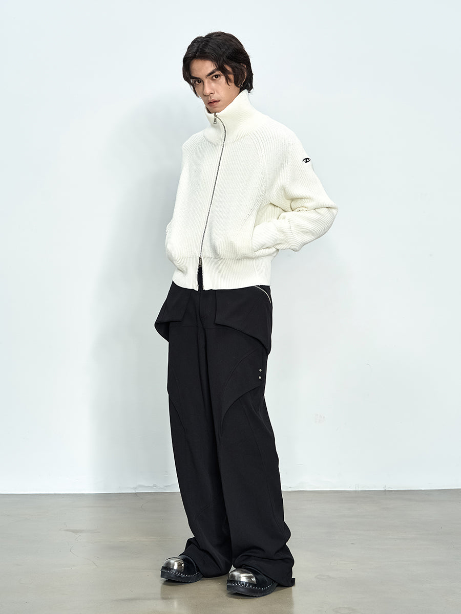 Rough Knit Zip-up Sweater