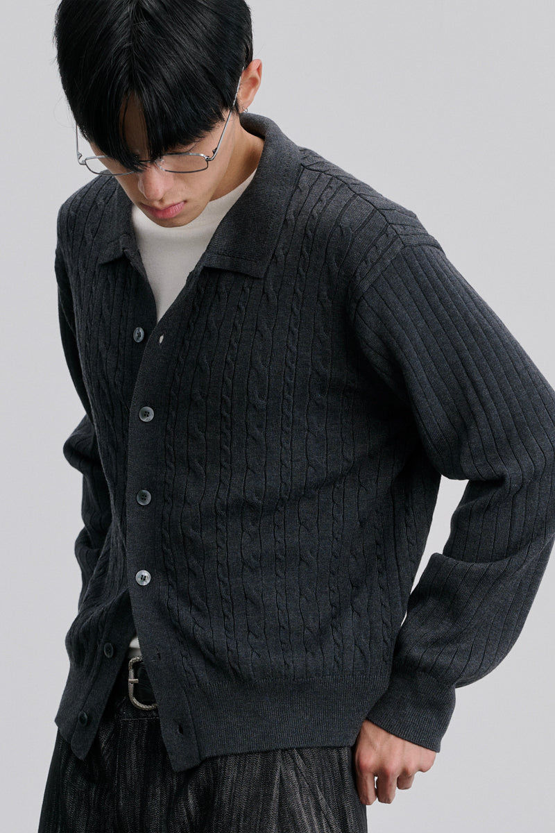CATSSTAC Mercerized wool cable-knit cardigan