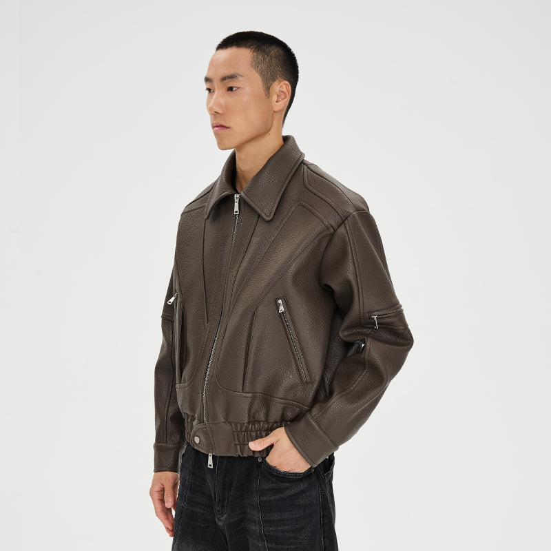 Troy Fan-Shaped Leather Jacket