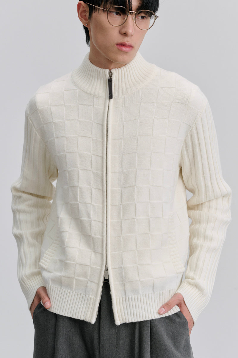 CATSSTAC Checkered wool-blend cardigan
