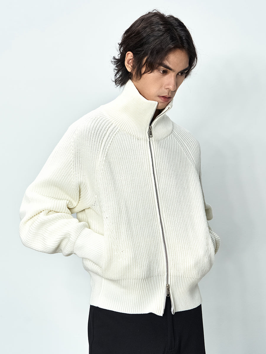 Rough Knit Zip-up Sweater