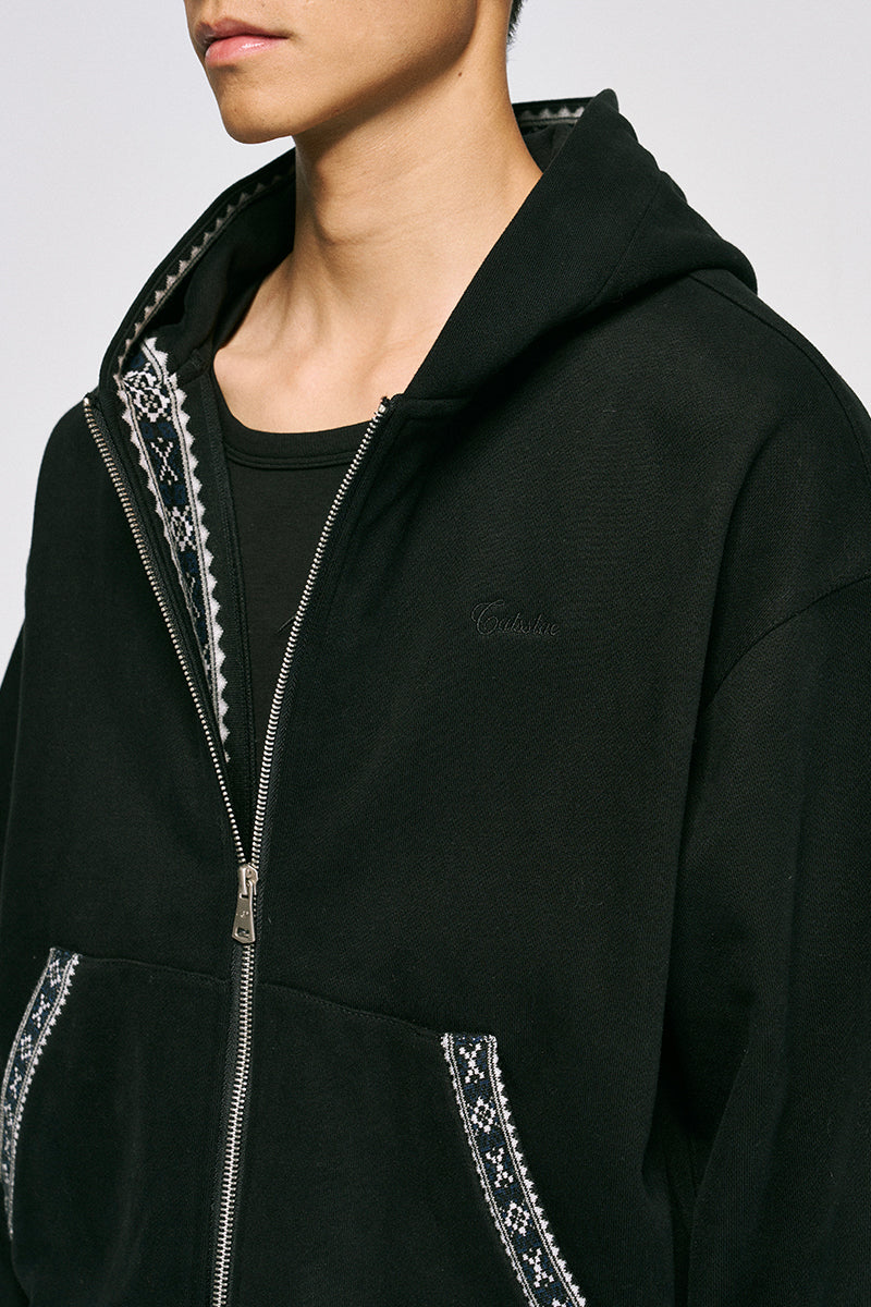 CATSSTAC ribbed zip-up hooded sweatshirt