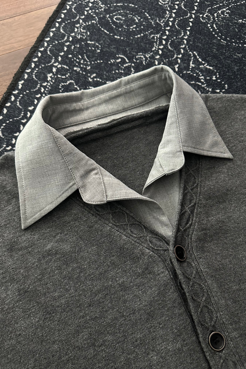 CATSSTAC Mock-layered cardigan sweater