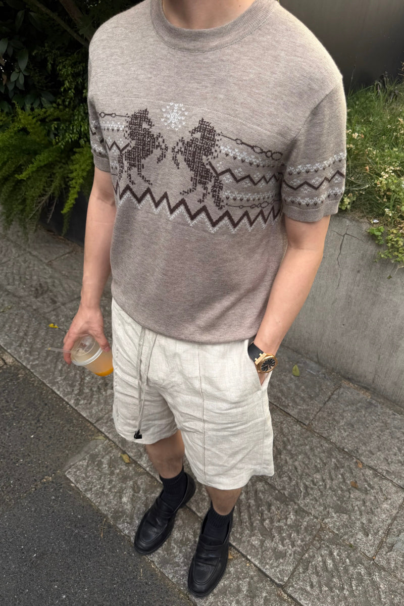 CATSSTAC Short-sleeve shirt with straight shoulders in a wool blend