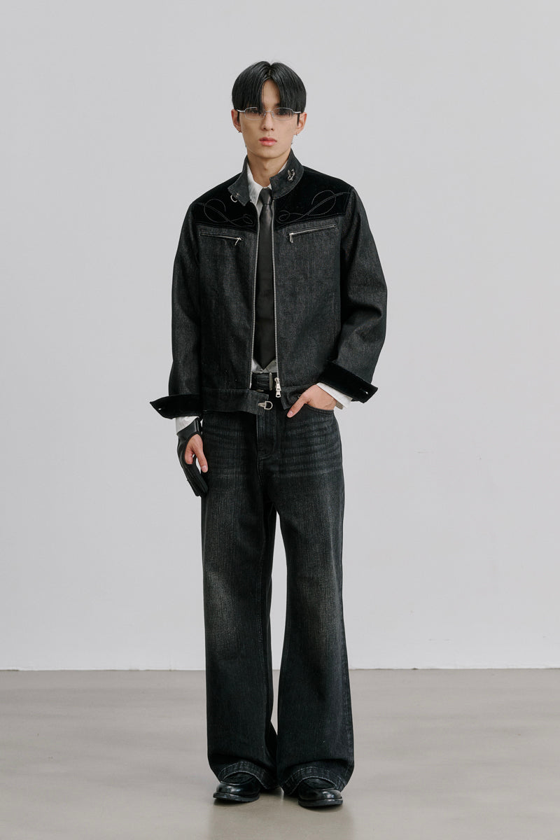 CATSSTAC Specter Raw Denim Aviator-Buckle Harrington
