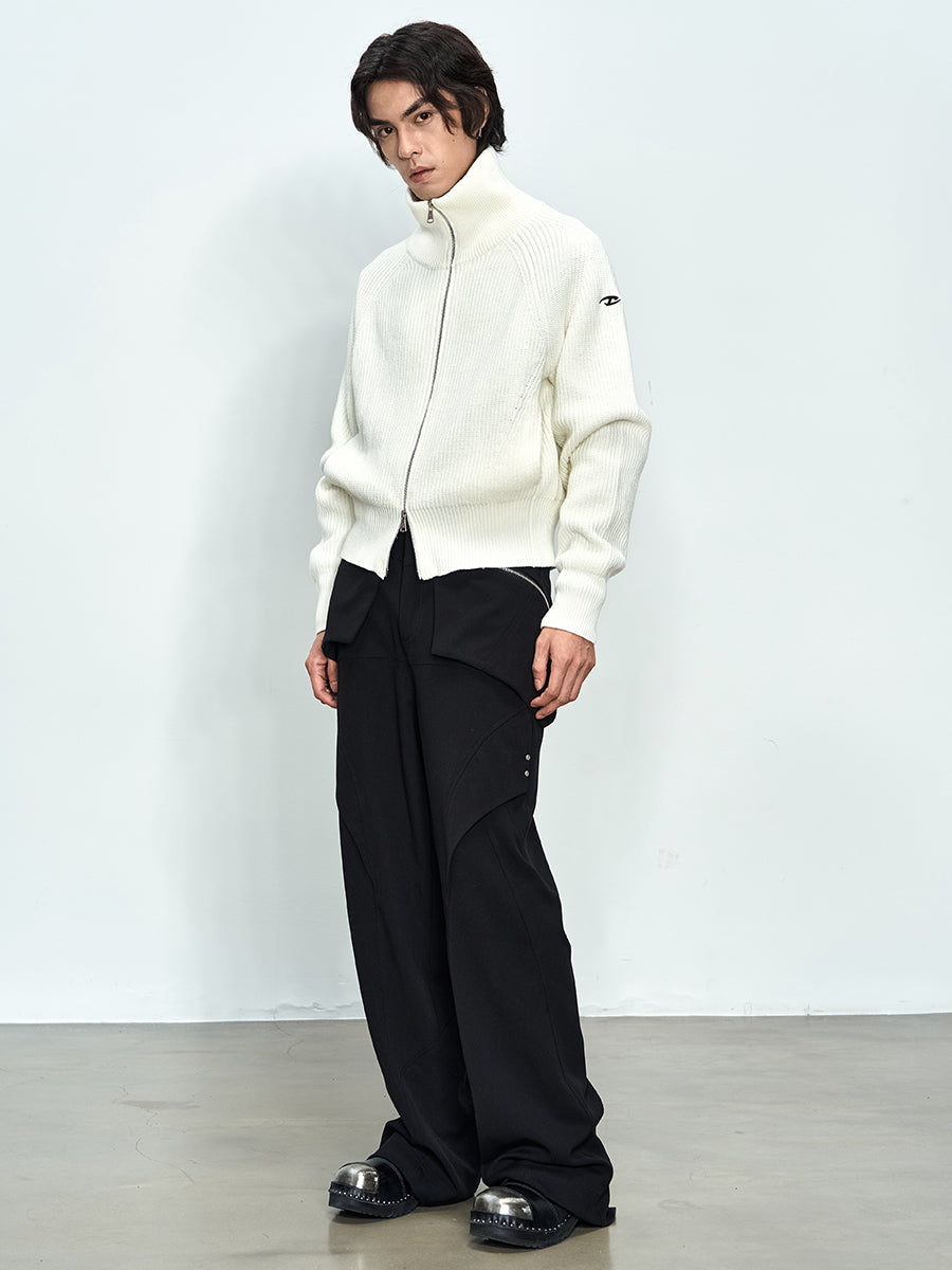 Rough Knit Zip-up Sweater