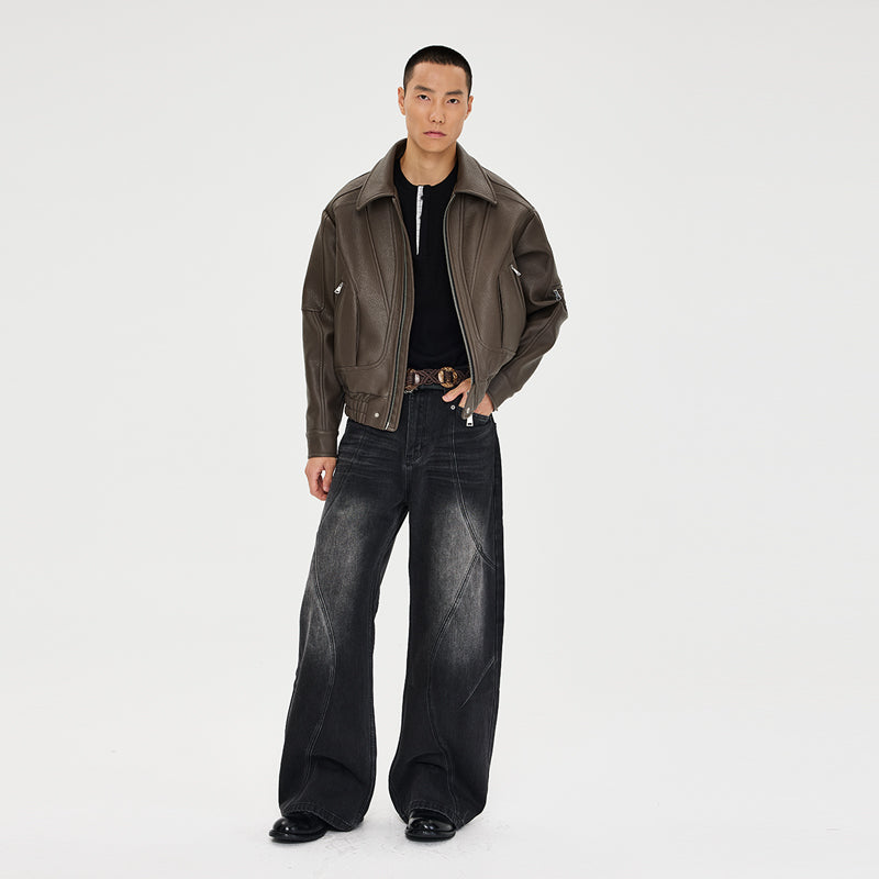 Troy Fan-Shaped Leather Jacket