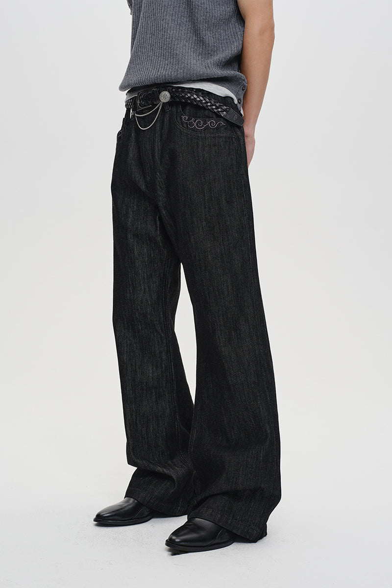 CATSSTAC Preserved Flower Embroidered Vintage Jeans