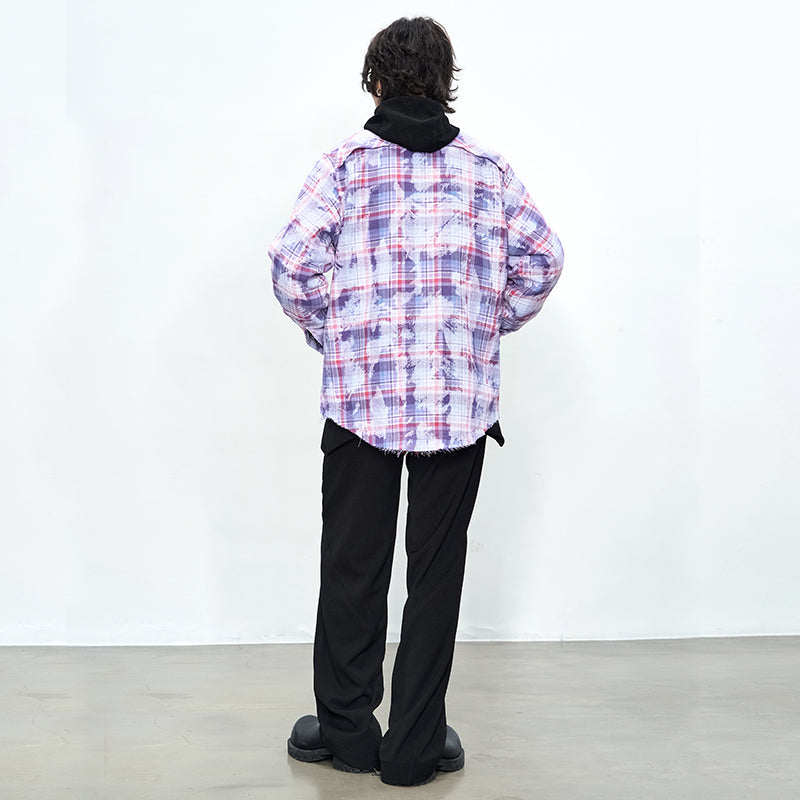 3 Zips Stone Wash Check Shirt