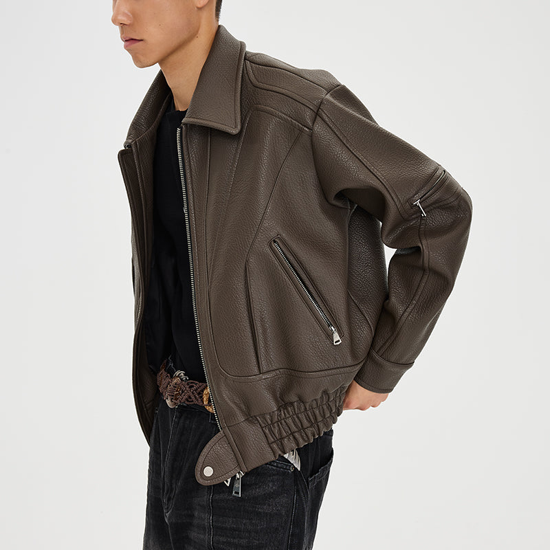 Troy Fan-Shaped Leather Jacket