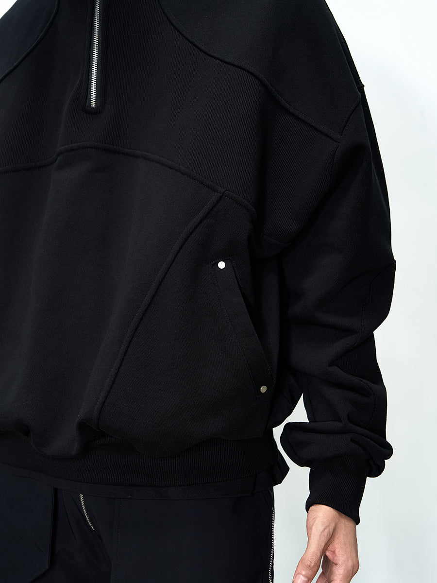 Threaded Half Zip-up Hoodie