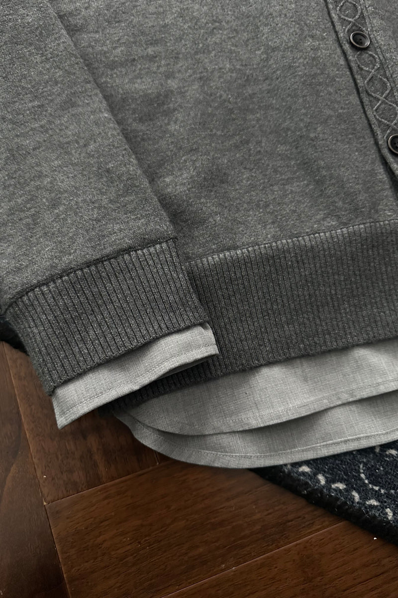 CATSSTAC Mock-layered cardigan sweater