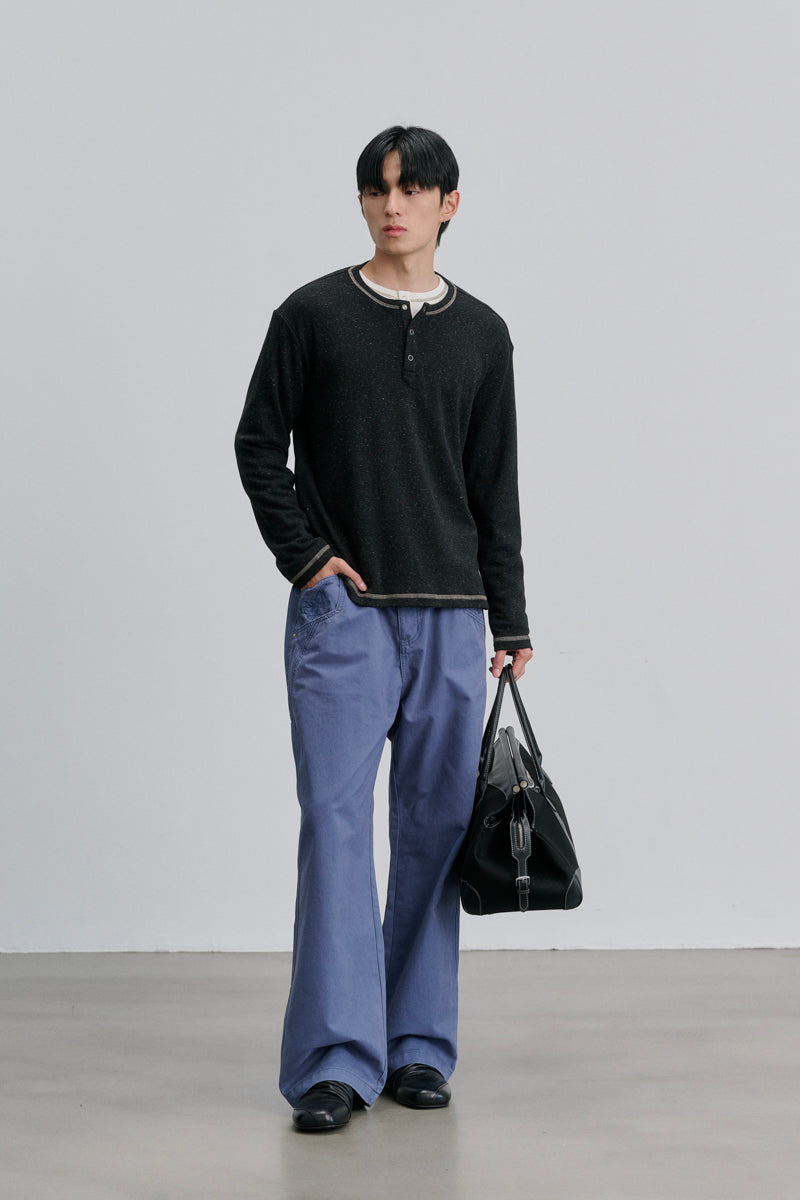 CATSSTAC Dusk Linen Fleece Striped Henley