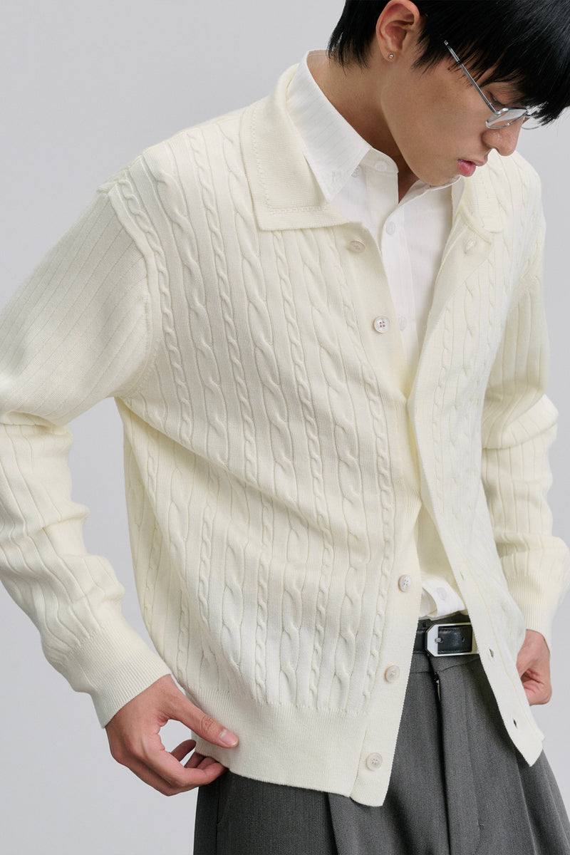 CATSSTAC Mercerized wool cable-knit cardigan