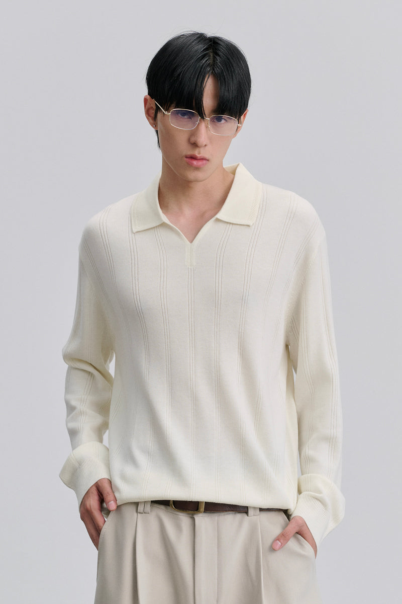 CATSSTAC Seagull-collar long-sleeve top in a silk-wool blend